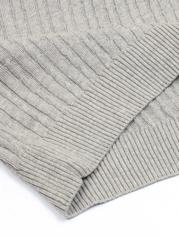 RL cable knit polo-heather grey