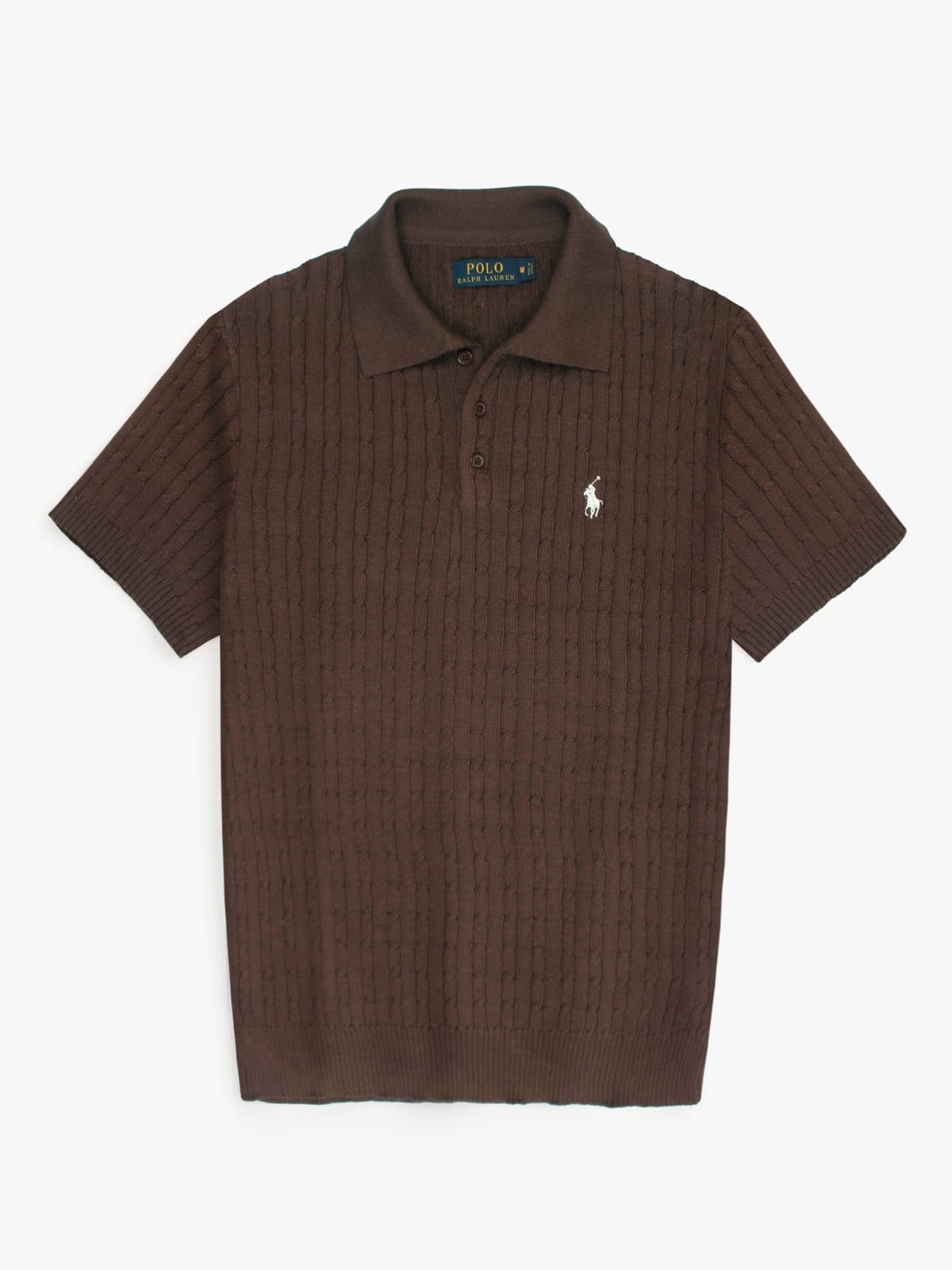 Brandahub polo shirts RL cable knit polo-brown