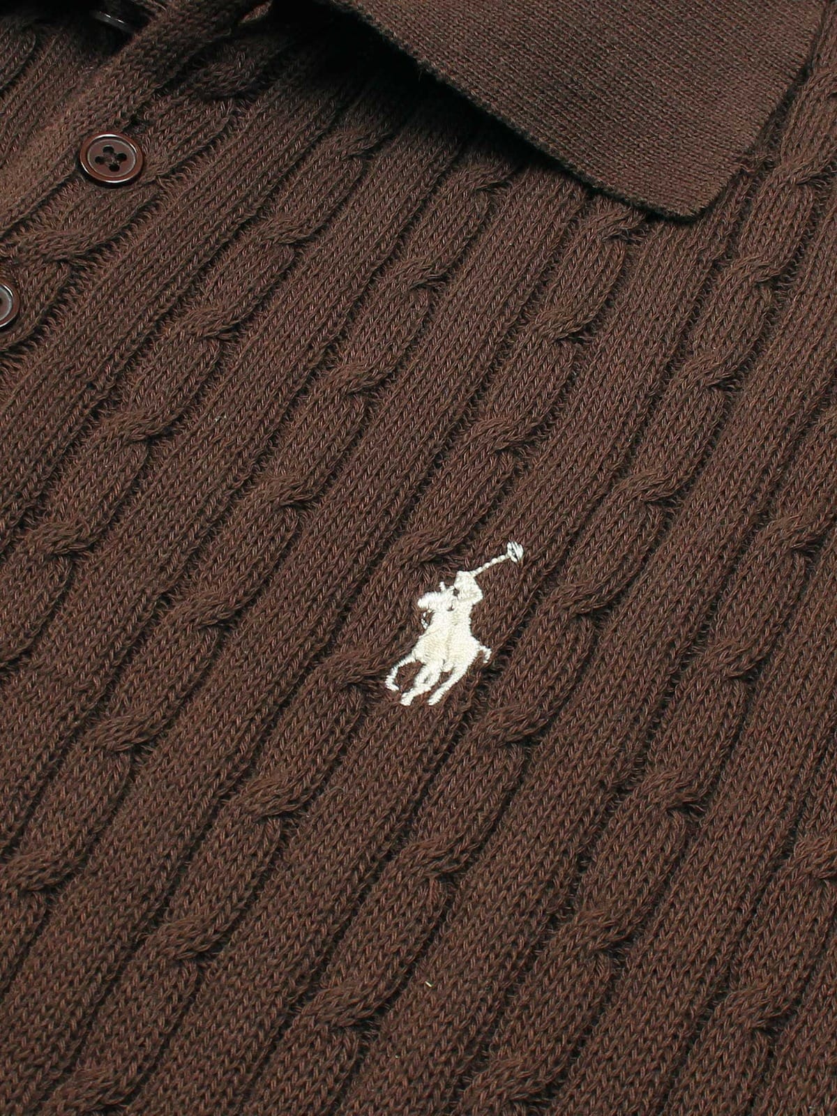 Brandahub polo shirts RL cable knit polo-brown