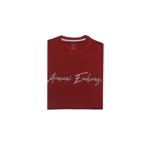 A.r.m.a.n.i emb T Shirt-maroon - brandahub