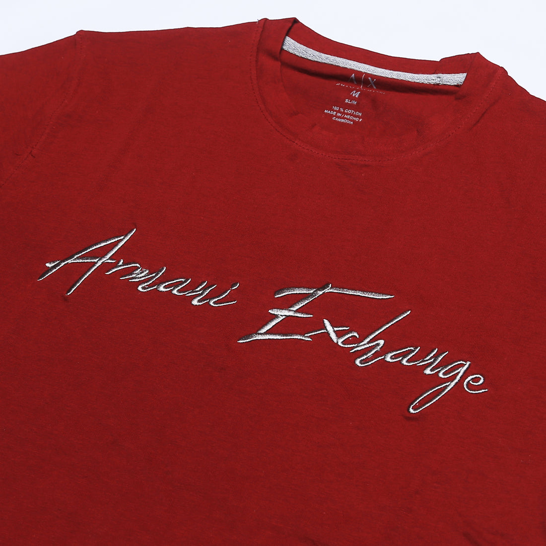 A.r.m.a.n.i emb T Shirt-maroon