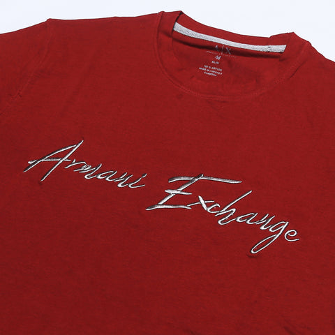 A.r.m.a.n.i emb T Shirt-maroon - brandahub