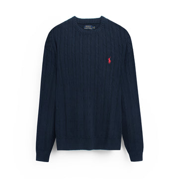 RL Cable-Knit Cotton Sweater (navy blue)