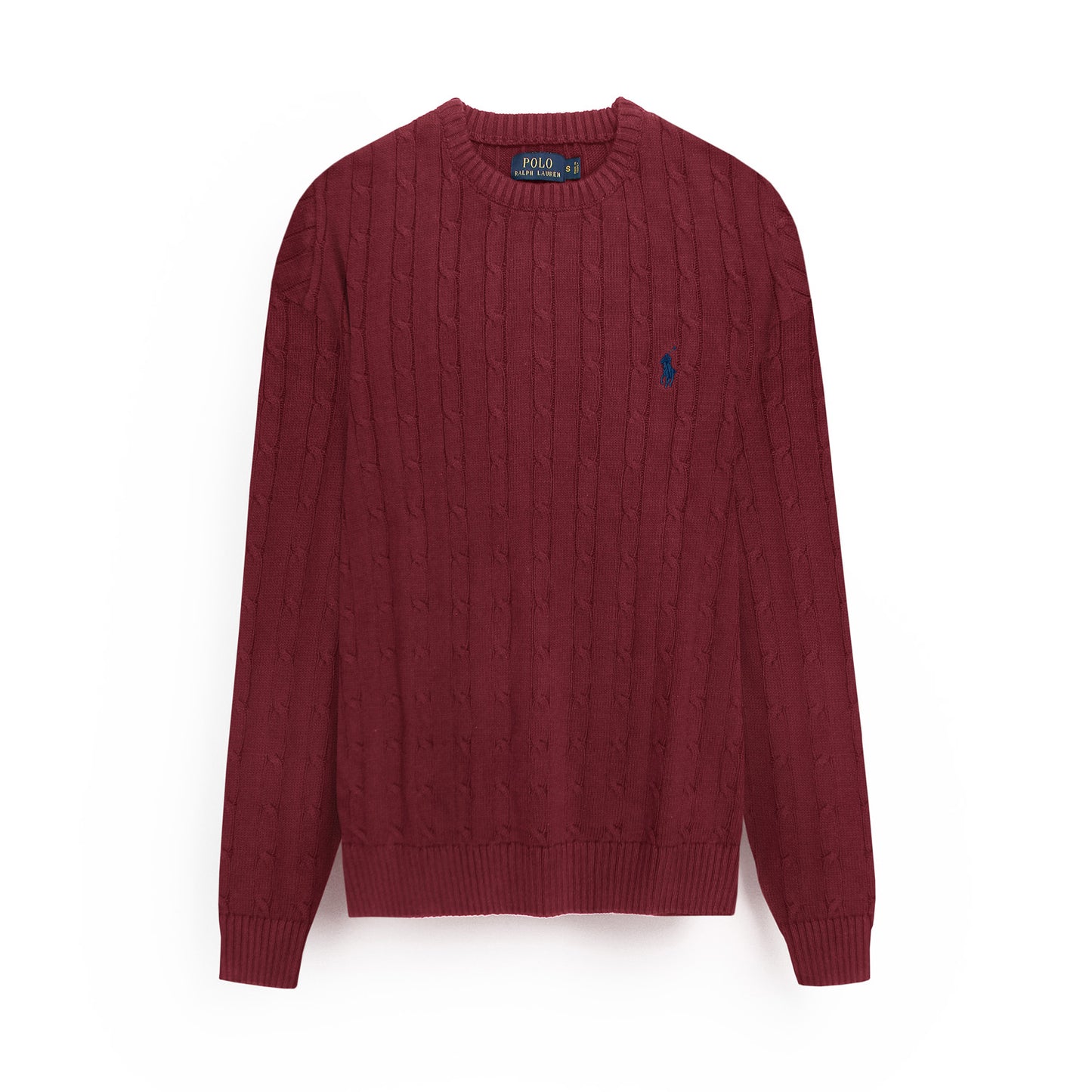 RL Cable-Knit Cotton Sweater (maroon) – brandahub