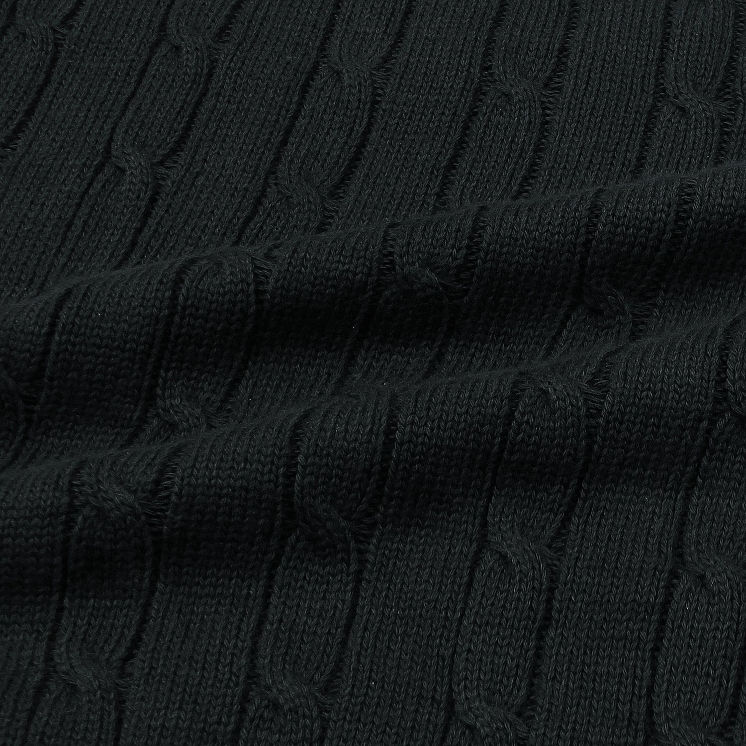 RL Cable-Knit Cotton Sweater (black) - brandahub