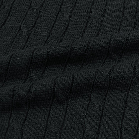 RL Cable-Knit Cotton Sweater (black) - brandahub