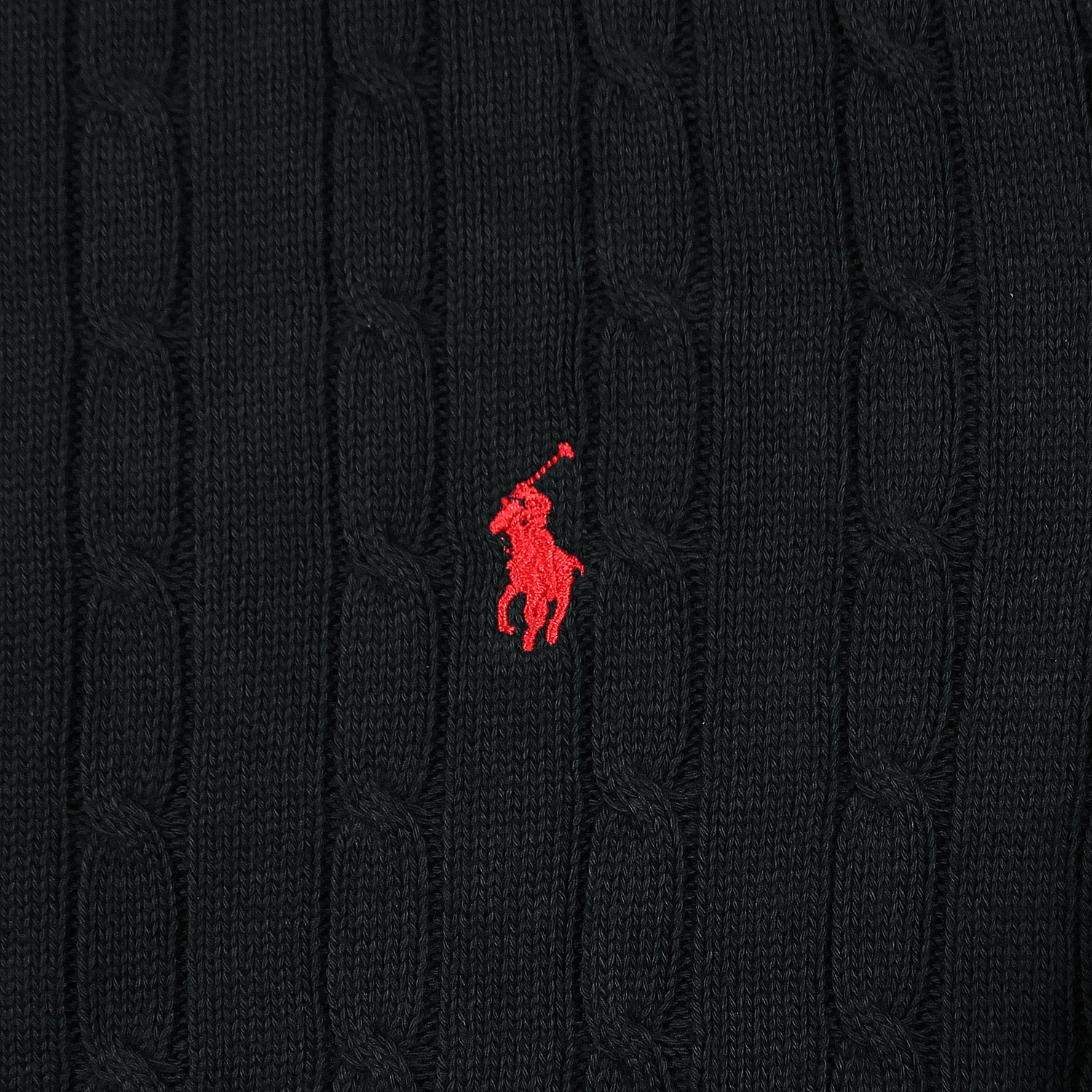 RL Cable-Knit Cotton Sweater (black) - brandahub