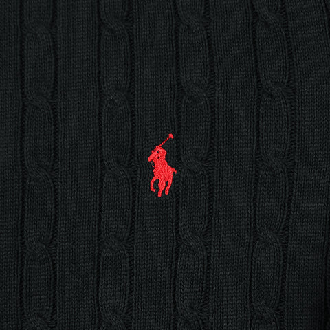 RL Cable-Knit Cotton Sweater (black) - brandahub