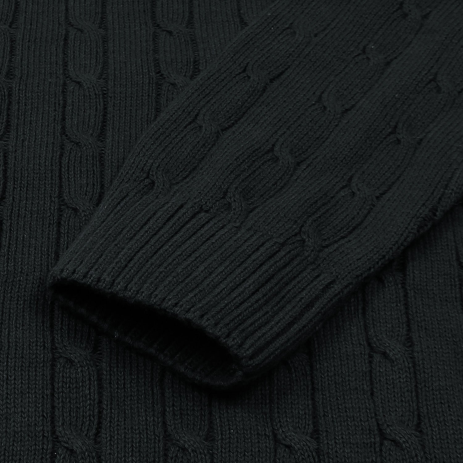 RL Cable-Knit Cotton Sweater (black) - brandahub