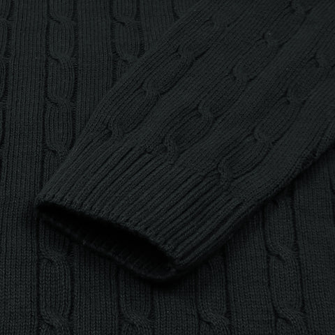 RL Cable-Knit Cotton Sweater (black) - brandahub