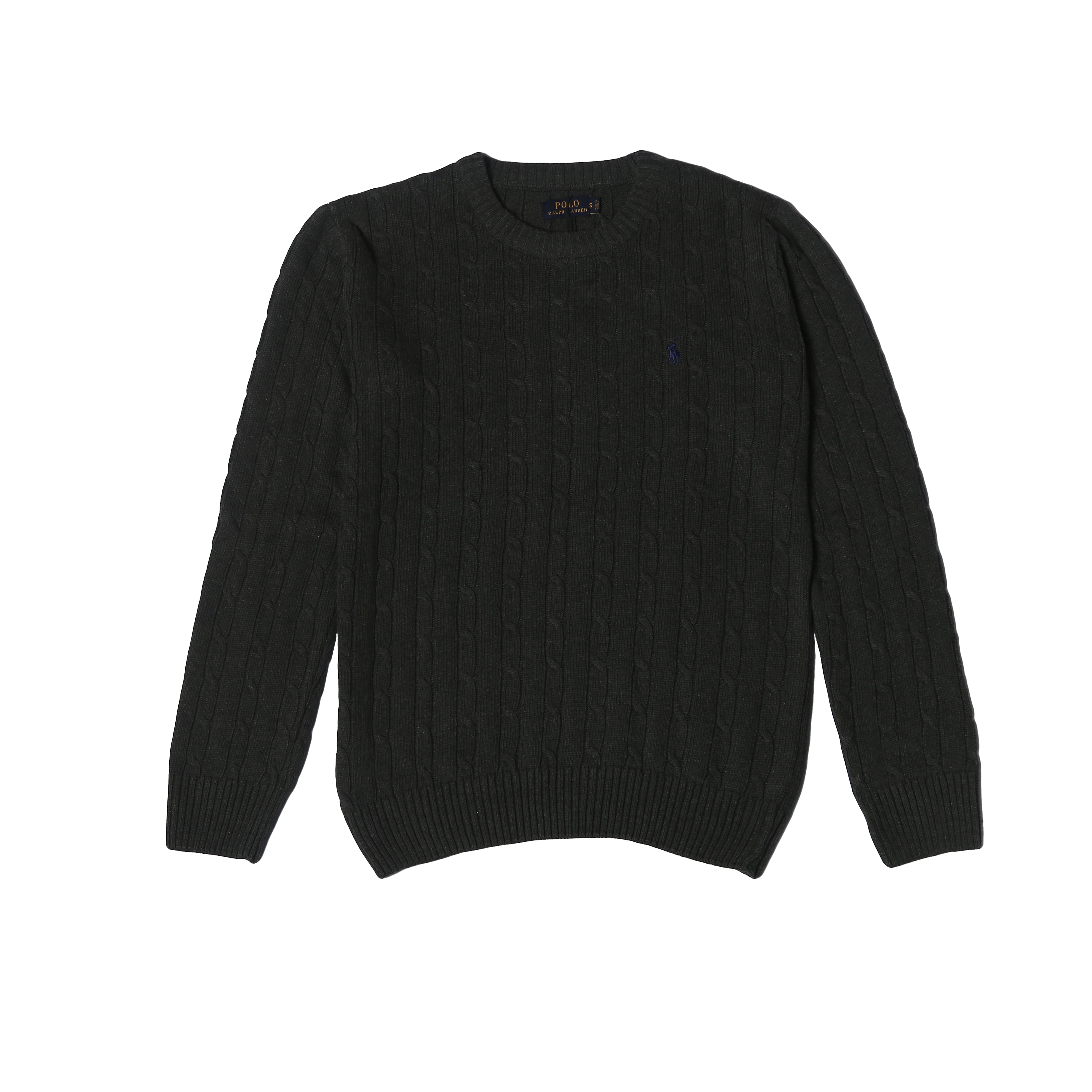 RL Cable-Knit Cotton Sweater (dark grey) - brandahub
