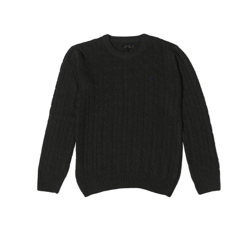 RL Cable-Knit Cotton Sweater (dark grey) - brandahub