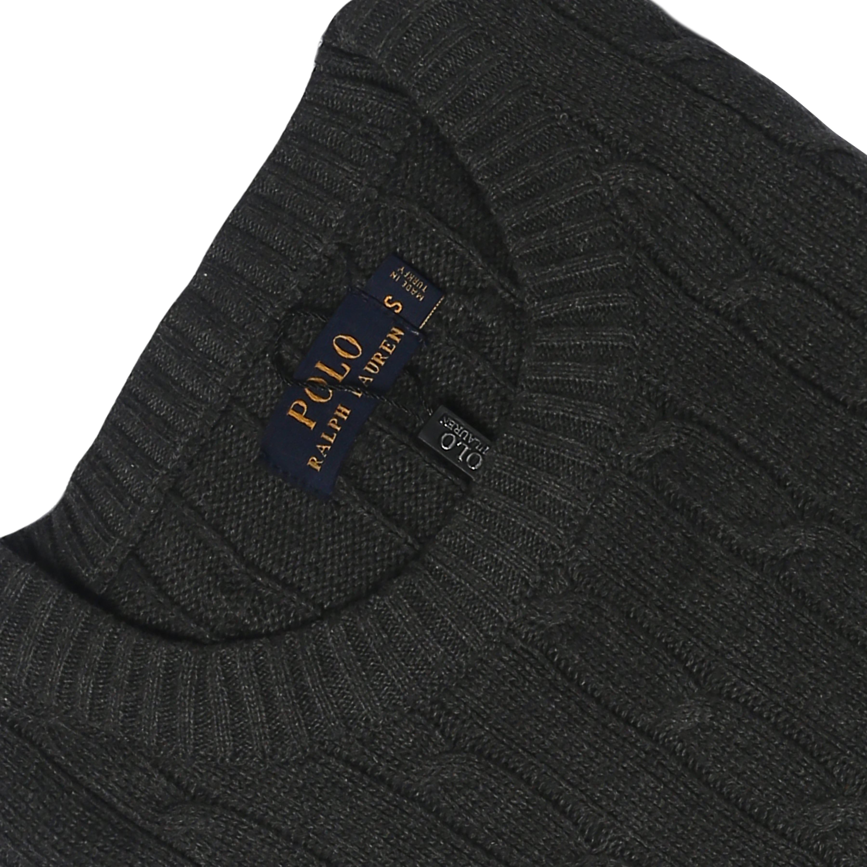 RL Cable-Knit Cotton Sweater (dark grey) - brandahub
