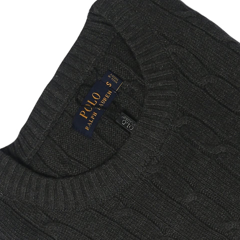 RL Cable-Knit Cotton Sweater (dark grey) - brandahub