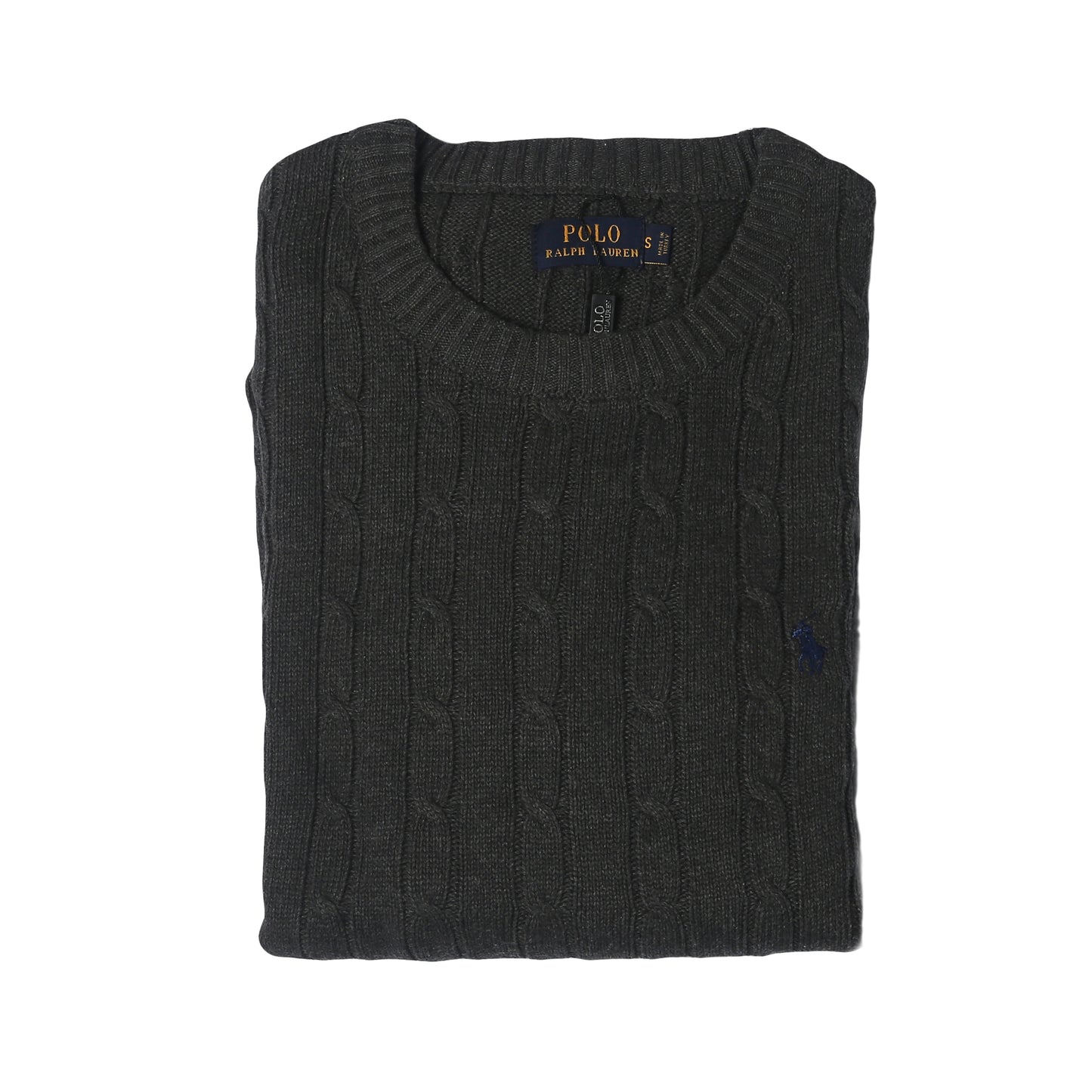 RL Cable-Knit Cotton Sweater (dark grey) – brandahub