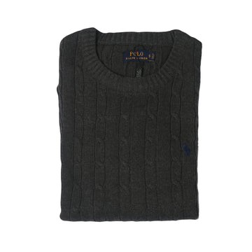 RL Cable-Knit Cotton Sweater (dark grey)