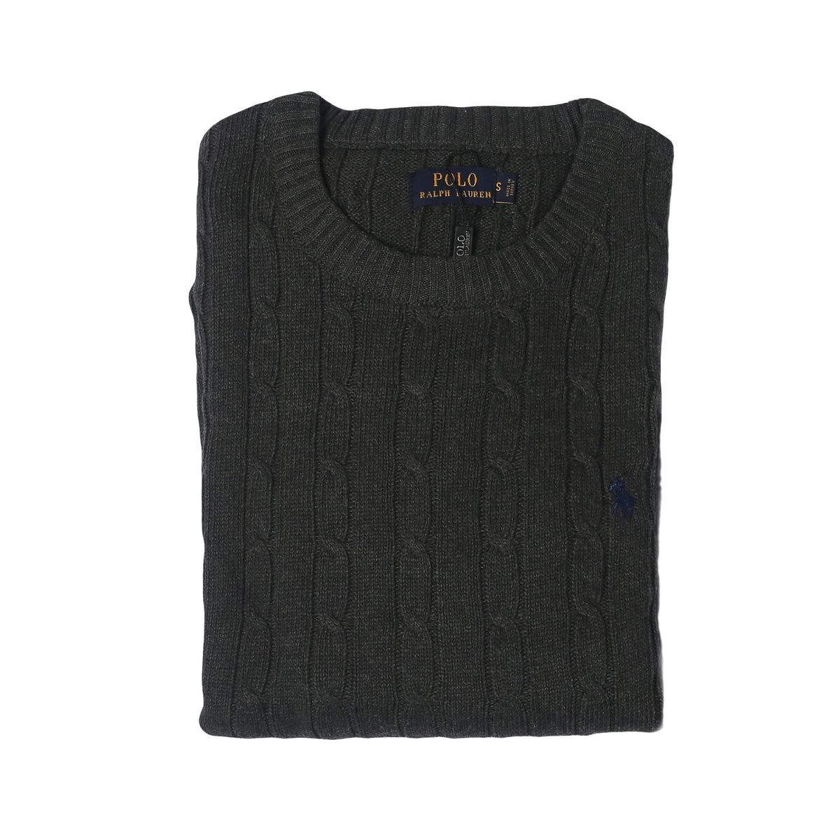 RL Cable-Knit Cotton Sweater (dark grey) - brandahub